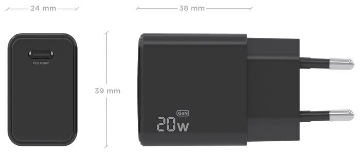 Aisens Cargador GaN USB-C PD3.0 20W Negro A110-1024 Aisens Cargador GaN USB-C PD3.0 20W Negro A110-1024