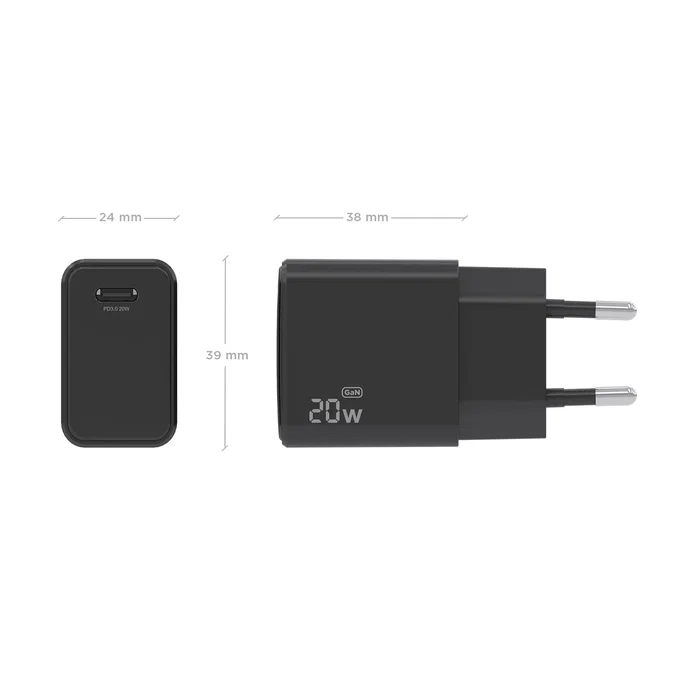 Aisens Cargador GaN USB-C PD3.0 20W Negro A110-1024 Aisens Cargador GaN USB-C PD3.0 20W Negro A110-1024