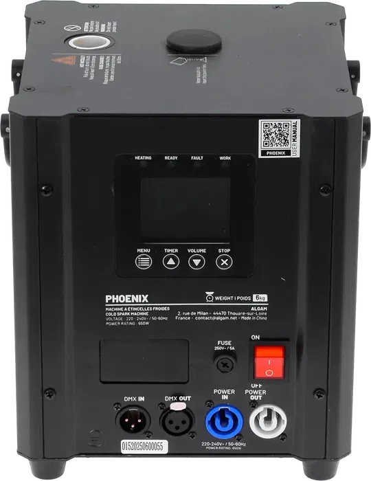 ALGAMLIGHT Máquina De Chispa Fría 650W para Fiesta, Evento y Escenario con Mando a Distancia y DMX