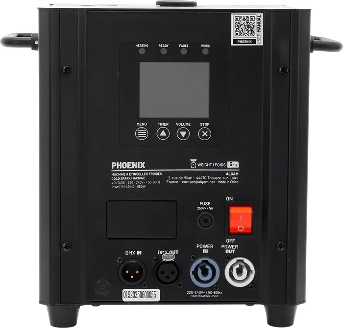 ALGAMLIGHT Máquina De Chispa Fría 650W para Fiesta, Evento y Escenario con Mando a Distancia y DMX