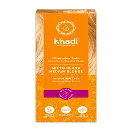 Khadi Tinte Herbal Color Rubio Medio 100Gr. Coloración Ecológica Vegetal, Sin Amoníaco