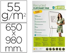 Bi-office Bloc Congreso Papel Reciclado 100% 65x98 cm 20 Hojas 55 g/m² - Papel Blanco Liso para Pizarra de Caballete