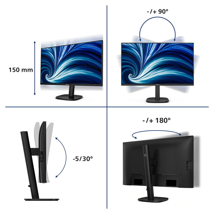 Philips Monitor 27B2U3601 27" Quad HD IPS HDMI DP USB-C Negro