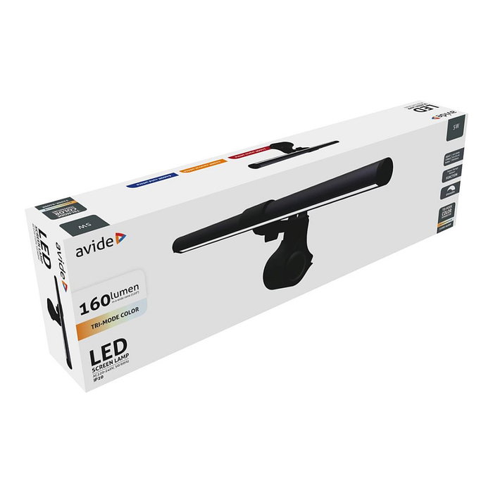Avide Lámpara LED para Monitor con Abrazadera 5W 160lm Negro Avide Lámpara LED para Monitor con Abrazadera 5W 160lm Negro