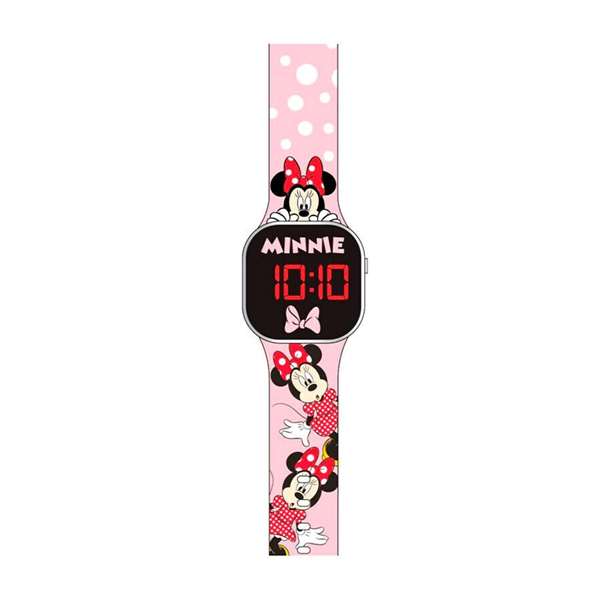 Kids Euroswan - Reloj Digital LED Minnie con Luz y Funciones para Niños, Multilingüe, 3.5 cm, Edad 3+ Años, Incluye Pilas