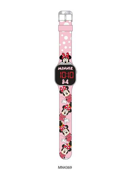 Kids Euroswan - Reloj Digital LED Minnie con Luz y Funciones para Niños, Multilingüe, 3.5 cm, Edad 3+ Años, Incluye Pilas