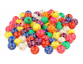 Innspiro Cuentas de Plástico Redondas Multicolor Estilo Oriental 10mm