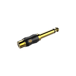 ROXTONE Adaptador de Audio Jack 6.3mm Macho Mono a RCA Hembra, Metálico, Carcasa Latón Chapado, Sin Soldaduras, Alta Calidad