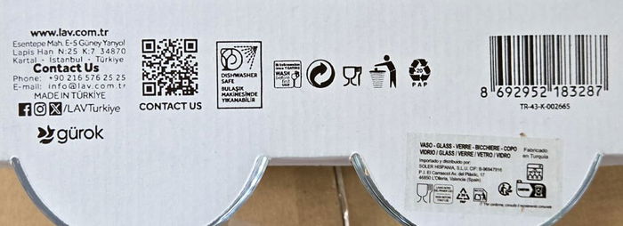 LAV Set 4 Vasos Vega "B" 415 cc Medidas 9x9x12 cm (12 Cajas)