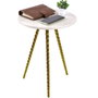 DKD Home Decor Mesita Auxiliar Moderna Blanco Dorado Marmol Aluminio 36 x 48.5 x 36 cm