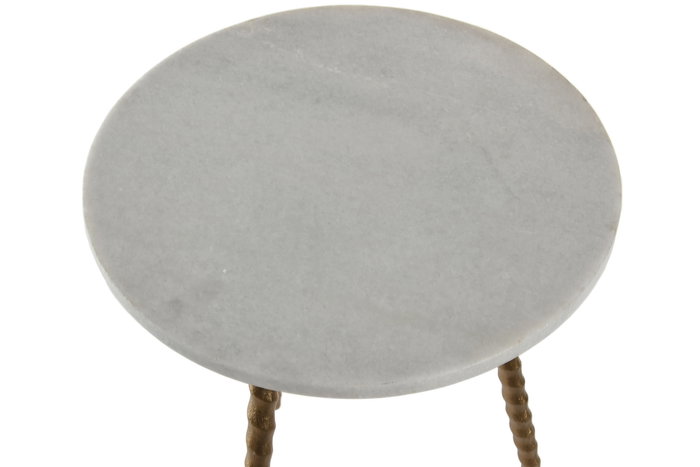 DKD Home Decor Mesita Auxiliar Moderna Blanco Dorado Marmol Aluminio 36 x 48.5 x 36 cm