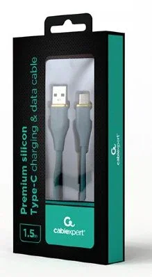 Gembird CC-USB2S-AMCM-1.5M-G Cable USB A a USB C, 1.5 m, USB 2.0, Silicona Premium, Verde