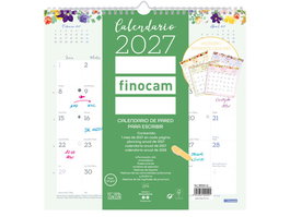 FINOCAM Calendario de Pared 2027 Diseño Mensual para Escribir 300x300mm