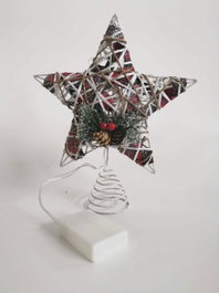 DKD Home Decor Estrella LED de Ratán Plateada 25x5x30 cm