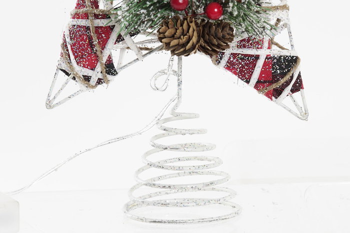 DKD Home Decor Estrella Navidad Natural Blanco LED Ratán 5 x 30 x 25 cm (6 Unidades)