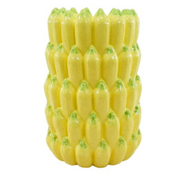 DKD Home Decor Jarrón de Gres Plátano Amarillo 25x25x38 cm