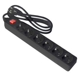 AVANT CONNECT Regleta de 6 Tomas con Interruptor, 1.5 m, 3G 1.5 mm2, 3680W Max, Negro - Base Multiple