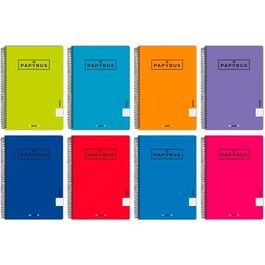 Papyrus Cuaderno Tapa PP 80 Hojas 90 gr Pauta 3.5 mm Cuarto Colores Surtidos (Set de 5) (Set de 5)