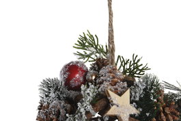 DKD Home Decor Bola Decoración Navidad Tradicional Rojo Natural Piñas 15 x 15 x 15 cm (2 Unidades)