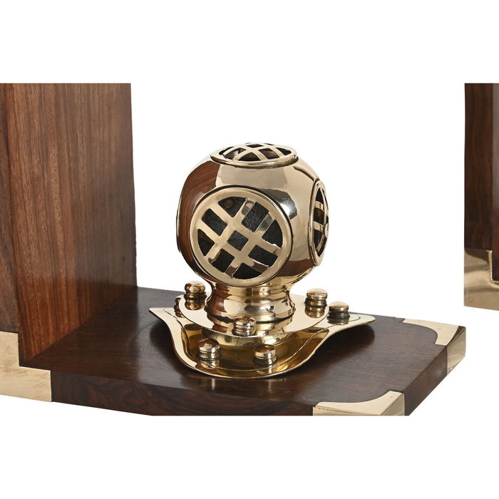 DKD Home Decor Set de 2 Sujetalibros de Latón Escafandra