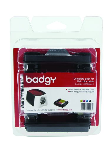 Badgy Kit de Cinta YMCKO y 100 Tarjetas PVC 0,76 mm CBGP0001C Badgy Kit de Cinta YMCKO y 100 Tarjetas PVC 0,76 mm CBGP0001C