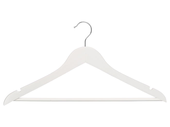 KIPIT Set de 8 Perchas Blancas, de Madera y Metal para Ropa, Dimensiones 43.5 x 23 x 10 cm (Set de 8)