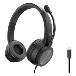 Conceptronic POLONA05BC Auriculares Diadema USB-C con Microfono Incorporado, Cancelación de Ruido, 20-22000 Hz, Cable 2m, Negro