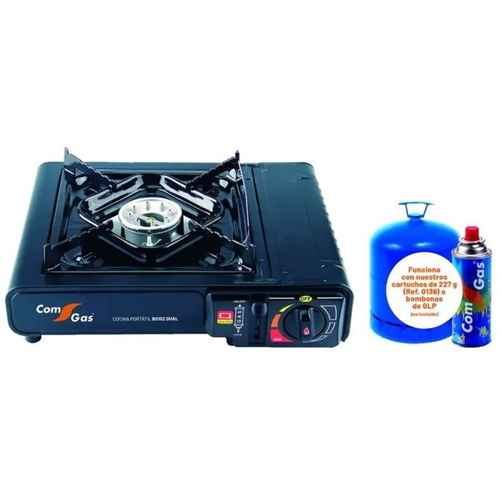 COMGAS Cocina de Gas Dual Portátil con Maletín, Negro