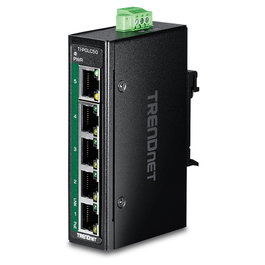 TRENDnet TI-PGLC50 Interruptor Industrial Montaje DIN-Rail 5 Puertos Gigabit PoE+ No Administrado 10 Gbit/s IP30 Negro