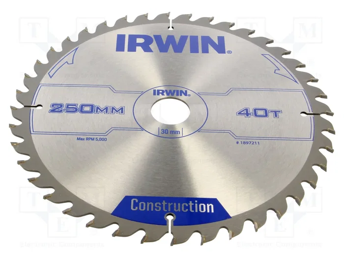 IRWIN Sierra circular de 250mm con 40 dientes para madera IRWIN Sierra circular de 250mm con 40 dientes para madera