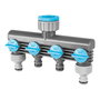 Cellfast Distribuidor de 4 Vías con Válvulas para Grifo de Rosca 6 bar, ¾ pulg y 1 pulg