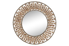 DKD Home Decor Espejo de Madera y Cristal con Bolitas Natural