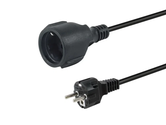 Equip 112181 Cable de Alimentación 3 m, Macho CEE 7/7 a Hembra CEE 7/3, H05VV-F 3G 1.5 mm², 250V/16A, Certificado VDE