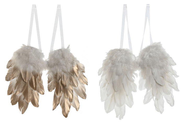 DKD Home Decor Decoración Colgante Navidad Moderna Dorado Blanco 28 x 33 x 4 cm (2 Unidades) DKD Home Decor Decoración Colgante Navidad Moderna Dorado Blanco 28 x 33 x 4 cm (2 Unidades)