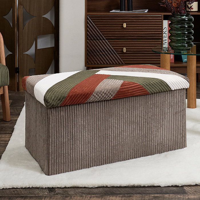 Home Deco Factory Banco-Puf Plegable Scott Patch Cocooning Poliéster