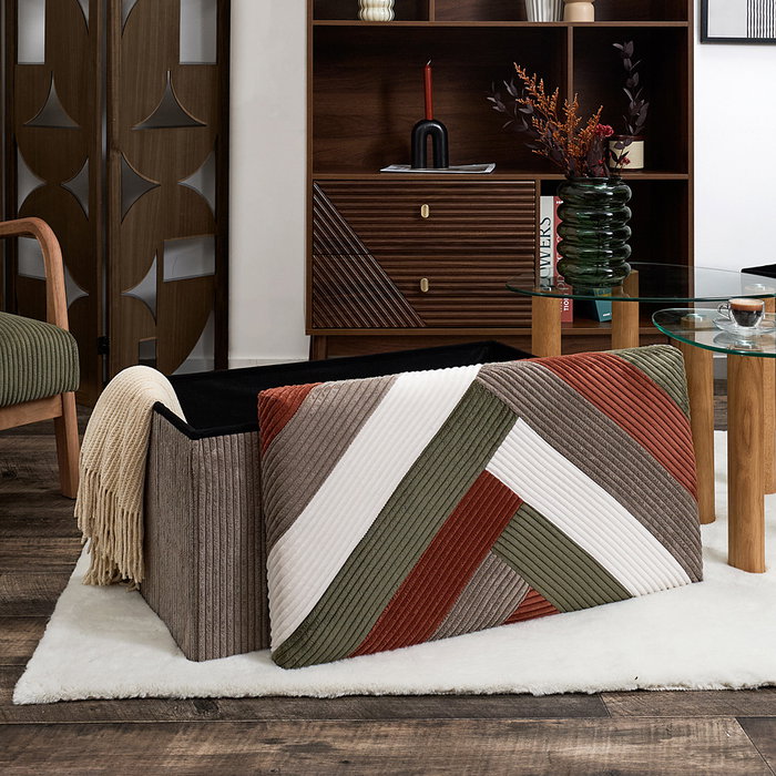 Home Deco Factory Banco-Puf Plegable Scott Patch Cocooning Poliéster