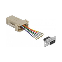 DeLOCK Kit de montaje adaptador D-Sub 9 pines hembra a RJ12 6P/6C hembra, Gris