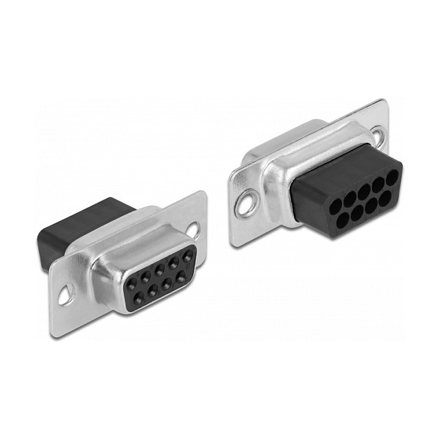 DeLOCK Kit de montaje adaptador D-Sub 9 pines hembra a RJ12 6P/6C hembra, Gris