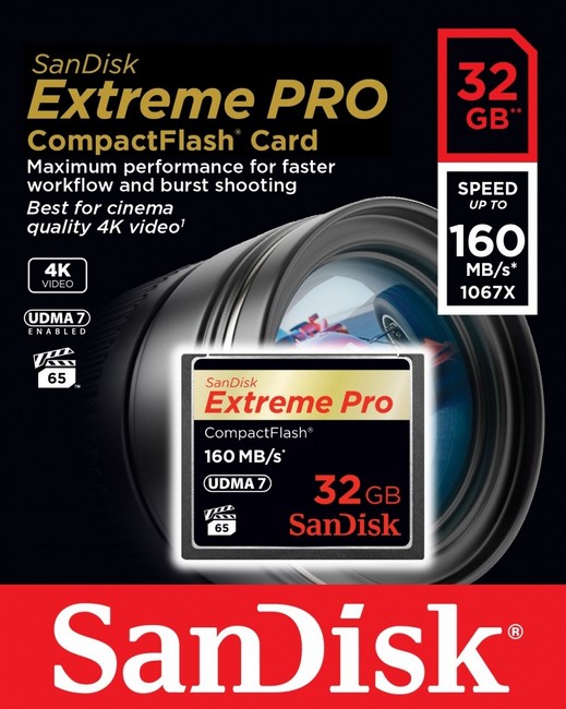 SanDisk Extreme Pro CompactFlash 32GB 160MB/s SanDisk Extreme Pro CompactFlash 32GB 160MB/s