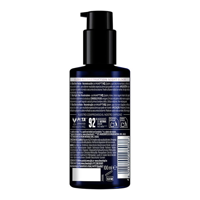 Schwarzkopf Mass Market GLISS NIGHT ELIXIR Sérum Puntas Abiertas Reparador Cabello Quebradizo 100 ml