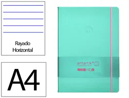 Antartik Cuaderno A4 Tapa Dura Hojas Rayas Rosa y Turquesa 100 Hojas 80 gr FSC