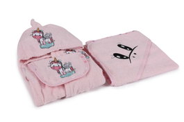 Mijölnir Set de Baño para Bebé de Algodón 100% Rosa - 0-2 Años