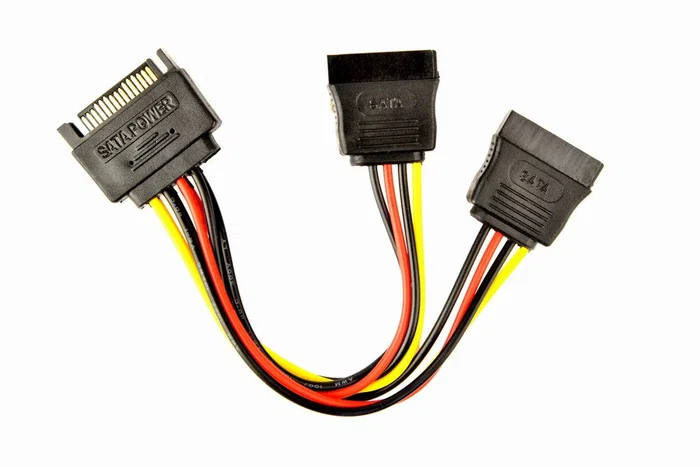 Gembird CC-SATAM2F-01 Cable Bifurcador SATA Plano, Alimentación SATA I Macho a Doble Hembra, 0.15m, Multicolor