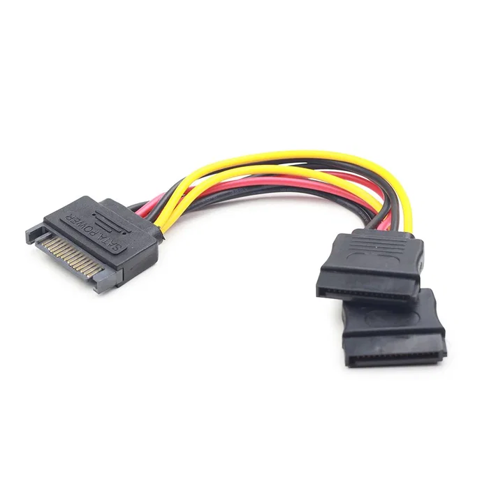 Gembird CC-SATAM2F-01 Cable Bifurcador SATA Plano, Alimentación SATA I Macho a Doble Hembra, 0.15m, Multicolor