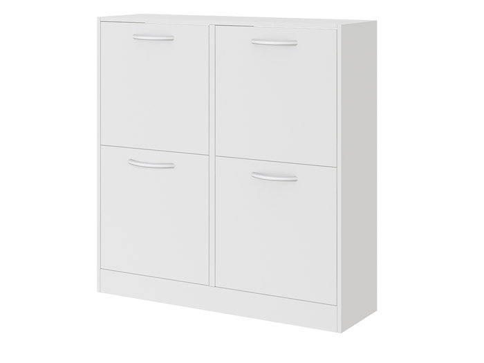 Giftdecor Zapatero de Madera 2 Pisos y 4 Puertas, Color Blanco, Dimensiones 80 x 82 x 24 cm