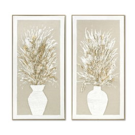 DKD Home Decor Cuadro Lienzo Jarrón Surtido de 2 Unidades 62x4,5x122 cm