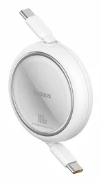 Baseus Free2Pull Cable USB-C Retráctil 1m Blanco - USB-C a USB-C - 480 Mbps - Carga Rápida 100W