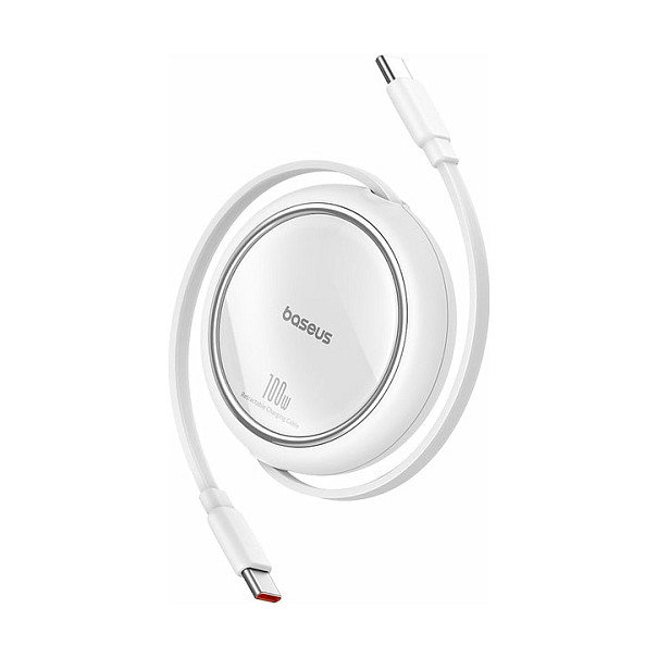 Baseus Free2Draw Cable de Carga Retráctil y Extensible USB Tipo-C a Tipo-C 100W PD, Blanco, 1 m, 480 Mbps