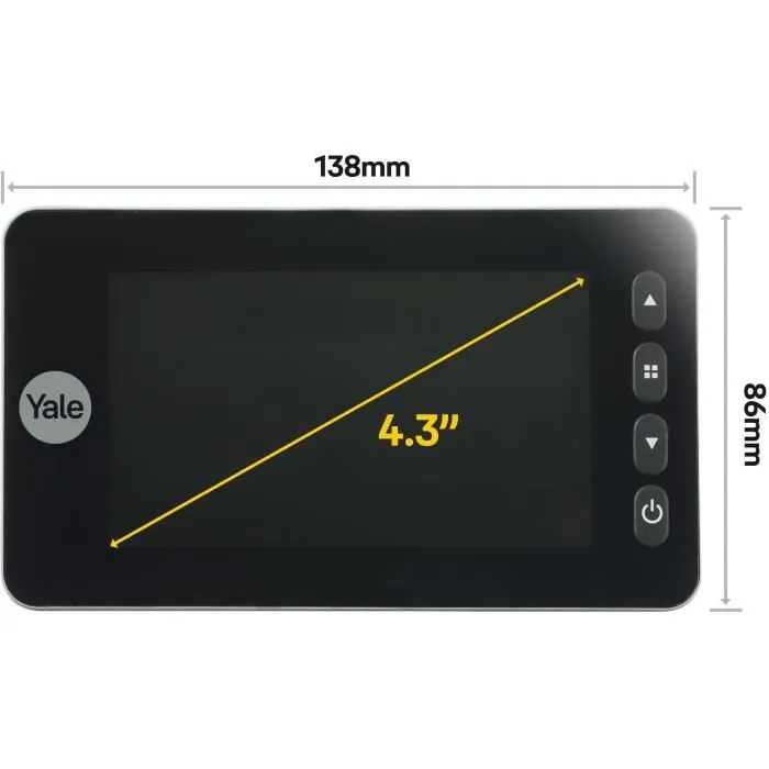 Yale Mirilla Digital con Pantalla LCD de 4.3 Pulgadas - Grabación de Foto y Video - Para Puertas de 38-110 mm de Grosor