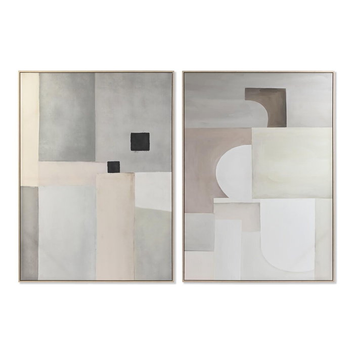 DKD Home Decor Cuadro Abstracto Pack de 2, 100x4x140 cm, Beige y Gris